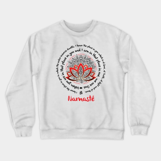 NAMASTE WE ARE ONE Beautiful Lotus Mandala Typography Yoga Inspired Saying Crewneck Sweatshirt by YogaStatement